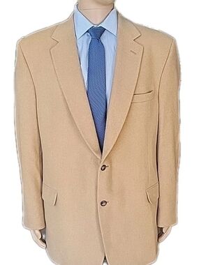 Jos A Bank Blazer Men 48L Beige 100% Camelhair 2-Button Single Vented Sport Coat
